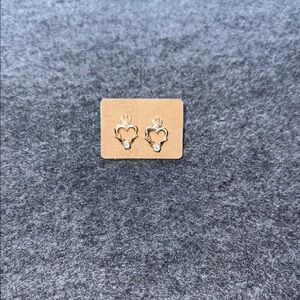 Gold toned Heart Earrings with Crystals‎